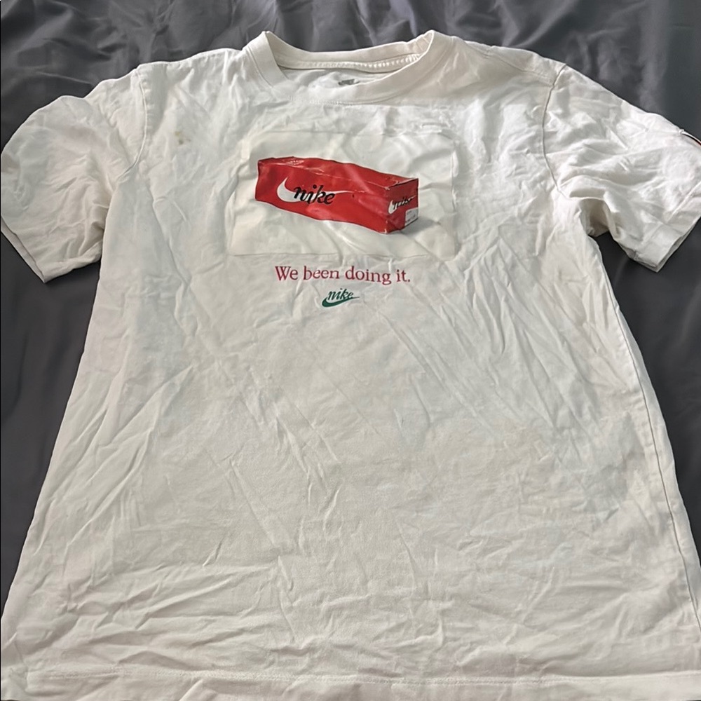 Nike White Tee with Red Box Graphic